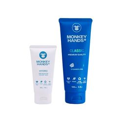 Monkeyhands Combo: Potenciador de agarre y protector de piel para manos secas "Hydro" 50 ml + Gel de Adherencia Ligera "Classic" 100 ml - Ideal para Pole Dance, Calistenia, Parkour