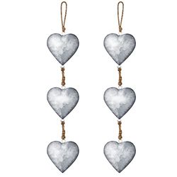Moxweyeni 2 Pieces Metal Heart Wall Decor Galvanized Heart Hanging Sign Valentine's Day Rustic Wall Hanging Art for Home Indoor Outdoor (Silver)