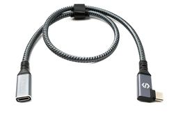System-S USB4 40 cm kabel type C male naar female hoek gevlochten 40 Gbit/s 240 W USB 4.0 kabel adapter
