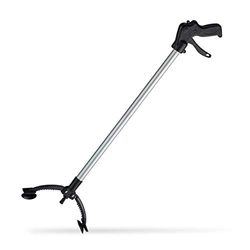 Relaxdays Grip & Grab Aid, No Bending, Reacher, Picking & Reaching Up, Aluminium, Plastic, 88 cm, Black/Silver, 50%, 88 x 15.5 x 3.5 cm