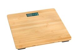 WENKO Balance Pèse Personne Bambusa, Pèse personne électronique avec écran LCD, jusqu'à 180 kg, Bambou, 30x2,7x30 cm, marron