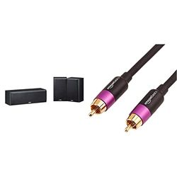 Yamaha NS-P51 Diffusore Centrale e 2 Diffusori Surround, Nero & Amazon Basics - Cable para subwoofer (4,6 m)