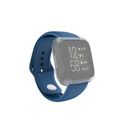 Hama Fitbit klockarmband 22 mm (justerbart ersättningsarmband för Smartwatch Fitbit Versa 2, Versa, Versa Lite, Fitbit armband för byte, silikon utbytbart armband, rostfritt stål knapp) blå