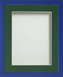 Frame Company Jellybean Range Royal Blue Wooden 10x8 inch Picture Photo Frame with Bottle Green Mount for Image 7x5 inch * Choice of Colours & Sizes* Fitted with Perspex