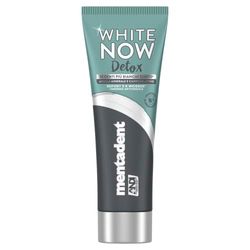 Mentadent Tandkräm White Now Detox kol, tandkräm aktivt kol, ljusande, med mineralalton, aktivt kol och white-Correct Technology, 3 gånger vitare tänder omedelbart *, 75 ml