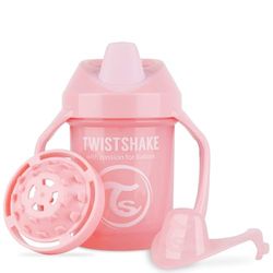 Twistshake Mini Cup – Gobelet Anti-Déversement 230 ml avec Bec Souple et Mélangeur de Fruits – Tasse de Sevrage Anti-Fuite pour Bébé – Sans BPA – Rose
