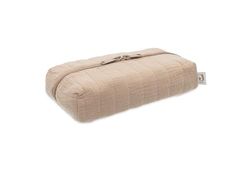 Jollein Étui à lingettes humides Biscuit - Rangement pour lingettes humides - Gaze avec impression intérieure - Avec fermeture éclair - Boîte à lingettes humides - Compact et élégant - Beige