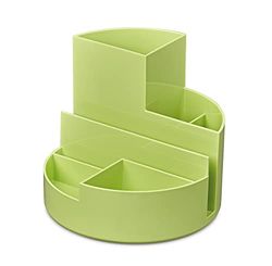 Maul Desk Organiser Round Box Diameter 14 x 12.5 cm Organiser with 6 Compartments Pen Holder for Pens, Markers and Scissors Pen Organiser for Office and Desk Lime
