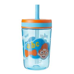 HOX Kelso Children's Water Bottle with Soft Sipper Straw – 443ml, BPA-Free, Leak-Proof, Durable & Portable for Kids - Blippi