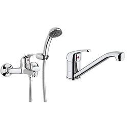 Paini MIA105 Rubinetto Miscelatore Bagno, Vasca, 150 cm & Rubinetto Miscelatore Monocomando Cucina, Lavello, Cromato