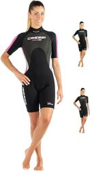 Cressi Sub S.p.A. Med X Lady Combinaison Court pour Femmes, Noir/Rose/Argent, L/4 (46/48)