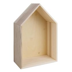 Rayher Wooden House Shape Shadow Box Frame for Crafts, 3D Picture Frame with Hanger, natural wood, 24x16x8cm, 62594000