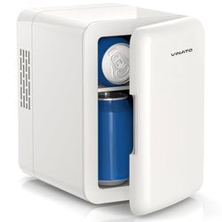 VINATO Mini Frigo de Chambre 4L, Frigo Voiture 12V Portable, Réfrigération et Chauffage, Silencieux (25dB), Idéal Cosmétique, Camping, Bureau, Cadeau