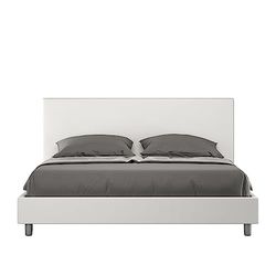 CasaArredoStudio, Letto matrimoniale senza rete imbottito 160x190 similpelle bianco Naspy, Made in Italy