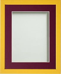 Frame Company Jellybean Range Mustard Yellow Wooden 12x12 inch Picture Photo Frame with Plum Mount for Image 10x10 inch * Choice of Colours & Sizes* Fitted with Perspex