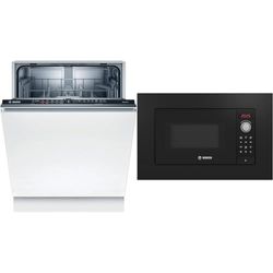 Bosch SMV2ITX16E Serie 2, Lavastoviglie da incasso a scomparsa totale, Home Connect & BEL623MB3, Microonde da incasso, Programmi automatici di cottura, Display LED rosso