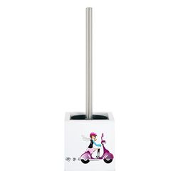 MSV Jane-Escobilla de baño (Acero Inoxidable/MDF), Multicolor, 25 x 25 x 5 cm