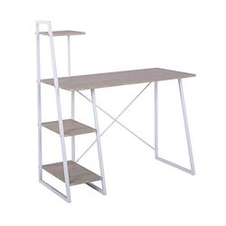 FurnitureR Armario de Almacenamiento para Ordenador, Estudio escandinavo, Espacio de Trabajo, Escritorio para Ordenador portátil, para casa, Oficina, salón, Estudio, Roble + Blanco, 100 x 50 x 75-117