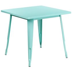 Flash Furniture Mesa quadrada de metal de grau comercial para interiores e exteriores, verde hortelã, 31,5" quadrado