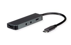 ROLINE docking station type C, 4K HDMI, 2x 3,5mm audio (TRRS + TRS)