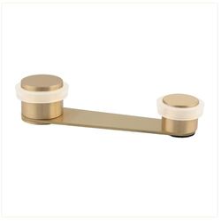 Door Stop Swivel Retainer | Adhesive Fixing or with Screw+Dowel | for Doors up to 50 mm Thick | Brass | EVI Herrajes (Laton Matt - White Rubber)