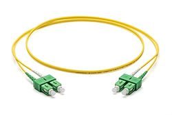 Corning Glasfiber patchkabel 2 x 2,0 mm – enkelläge duplex: SC APC duplex till SC APC Duplex, 10 m (gul) – SMF Ultra