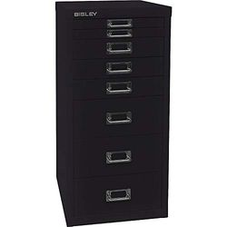 BISLEY MultiDrawer, série 29, Format A4, 8 tiroirs, Métal, 633 Noir, 38 x 27,9 x 59 cm