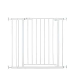 hauck Open N Stop 2 Barrera Seguridad Niños Escalera con Ext. de 9 cm para Anchos de 84-89 cm, Puerta Seguridad Bebe sin Taladrar, Vallas para Perros, Cierre Manual, Metal - Blanco