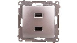 Simon 54 DC2USB.01/43 - Cargador USB (2,1 A, 5 V/DC, Acabado Mate), Color Plateado