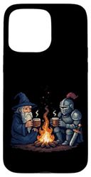 Pixel Art Wizard And Knight Drinking Coffee Funny Case for iPhone 15 Pro Max