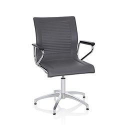 hjh OFFICE 660628 Silla de confidente Elegante ASTONA V Piel sintética Gris, Silla de Visita, Rebobinado automático