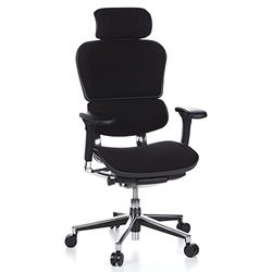 hjh OFFICE 652610 Silla de Oficina ERGOHUMAN Tela Negro, Silla Escritorio Acolchado, Silla giratoria ergonómica, Reposabrazos Regulables