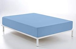 Bajera ajustable color azul claro - Cama de 105 (alto 28 cm) - 50% algodón / 50% poliéster - 144 hilos. Gramage: 115