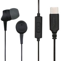 Hama Słuchawki dokanałowe przewodowe USB typ C (mikrofon, silikonowe wkładki, kabel, redukcja szumów, Assistant Google wtyczka USB-C) czarne