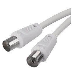 EMOS Antennkabel, koaxialkabel, TV-kabel 2,5 m, koaxkabel för digital tv, TV, mottagare, SAT, dubbelskärmad, rak koaxkontakt till rakt koaxuttag
