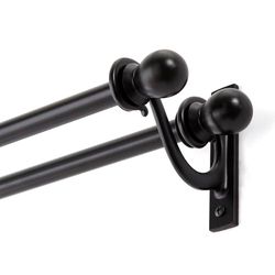 Kenney Suporte duplo para varão de cortina de janela Set, preto, 28-48