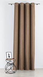 Mendola Interior Cheer Curtain with Eyelets, Natural Linen Look, Cappuccino, 140 x 260 cm
