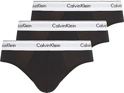 Calvin Klein Hombre Pack de 3 Calzoncillos Hip Briefs Algodón con Stretch, Negro (Black/Black/Black), M