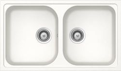 SCHOCK | Lavello Cucina Lithos N200 2 Vasche, Materiale Cristalite®, Bianco Assoluto, 860x500mm