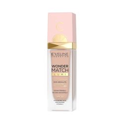 Eveline Cosmetics Wonder Match Fondotinta Luminoso con Vitamina C & Acido Ialuronico, SPF 20, Vegano, 4 Tonalità