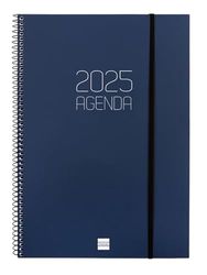 Finocam - Agenda Espiral Opaque 2025 Semana Vista Vertical Enero 2025 - Diciembre 2025 (12 meses) Azul Catalán