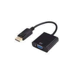 DisplayPort-naar-VGA-adapter, mannelijk naar vrouwelijke connector voor het aansluiten van video- en projectie-apparaten op VGA-schermen.