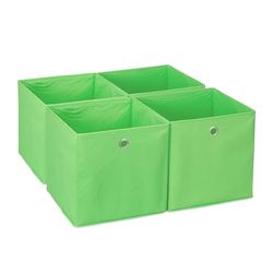 Relaxdays Scatola Portaoggetti, Set 4 Box a Cubo da Scaffale, HLP 30 x 30 x 30 cm, Portagiochi Pieghevole, Stoffa, Verde, Poliestere