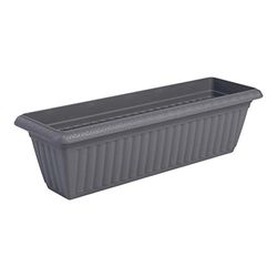 Iris Ohyama, Pot pour plantes Jardinière mince avec système de drainage/réservation de l'eau pour le jardinage - Slim Planter Relief 610, Gris