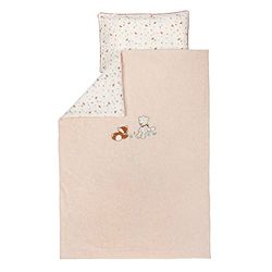 Nattou Beddengoedset, dekbedovertrek 100 x 140 cm, Boris & Jungo, kussensloop 40 x 60 cm, veganistisch, omkeerbare cover, Boris & Jungo, beige