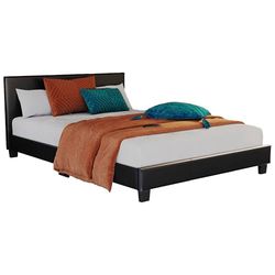 Vida Designs Lit Double Lisbon - Cadre de lit capitonné en Simili Cuir UKFR - Meuble de Chambre à Coucher - Noir