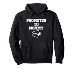 Promosso a Mommy 2025 Heart Baby Feet First Mom Felpa con Cappuccio