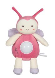 GIPSY TOYS – COCCINELLE – VEILLEUSE – PELUCHE - GAMME « BAMBOO » - 26 CM S/CARTE – ROSE ET GRISE – 1er AGE