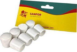 Sanfor | Embout en PVC | Protection pieds et tubes de 12 mm | Cannes de soutien | Embout cylindrique | Antidérapant, adhésif | Couleur blanche | 8 unités