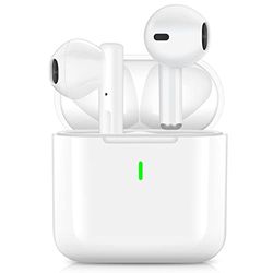 ChefSofi Auriculares 5.1, inalámbrico táctil con micrófono, Sonido estéreo HiFi en el oído, IPX7, Tiempo de reproducción 35H, cancelación de Ruido para Llamadas, Blanco, Blanco